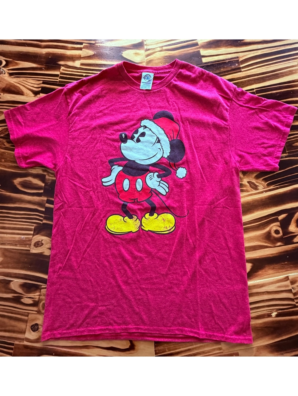 Delta Pro Weight Disney Mickey Mouse Santa red Vintage Short Sleeve T-Shirt, L